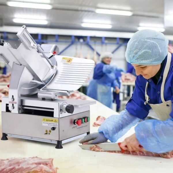 Electric Meat Slicer with Adjustable Thickness and Built-In Sharpener