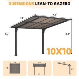 10 x 9.8 ft Freestanding Hardtop Gazebo - Image 7