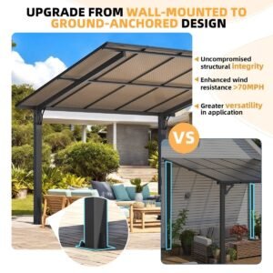 10 x 9.8 ft Freestanding Hardtop Gazebo - Image 4