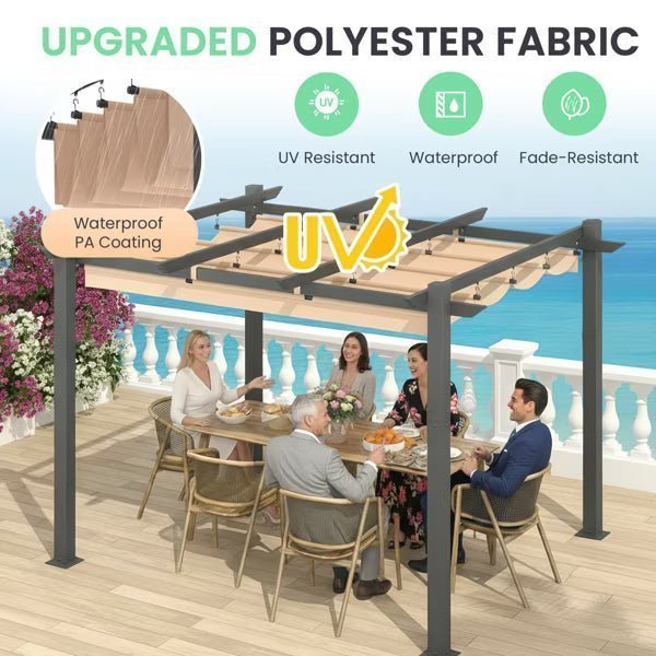 GUEST_a723261f-13c5-4ccc-83b5-88320327a5df.jpg 10 x 12 Outdoor Pergola with Retractable Canopy Aluminum Frame - Image 1
