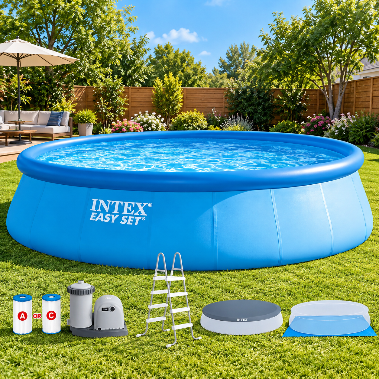 18 Ft Round Above Ground Pool 48 Inch with Filter Pump and Ladder 18 Ft Round Above Ground Pool 48 Inch with Filter Pump and Ladder - Image 1