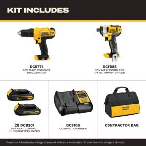 20V Compact Drill Combo with Brushless Drill Driver, Impact Driver, Variable Speed and LED Work Light - Image 5