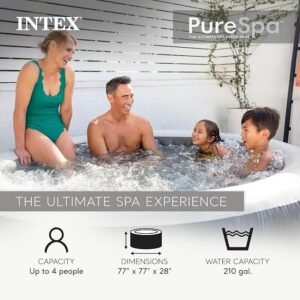 PureSpa Greystone Inflatable Hot Tub 94 x 94 x 28 Inches - Image 2