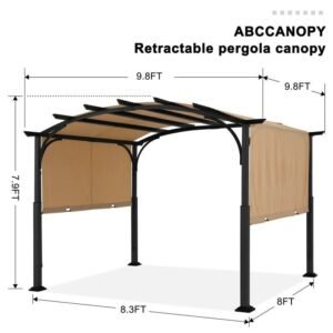 10 x 10 ft Steel Pergola with Retractable Canopy - Image 2