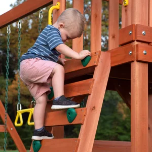 Cedar Wood Outdoor Swing Set with 8 Foot Slide and Canopy - Image 3