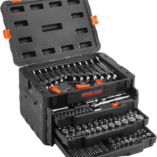 VEVOR 450 Piece Tool Set SAE & Metric Mechanics Socket Kit with Storage Case