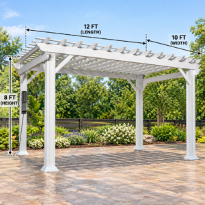 Hawthorne Steel Pergola Canopy 14 x 12 Ft Outdoor Pergola with Sail Shade - Image 3