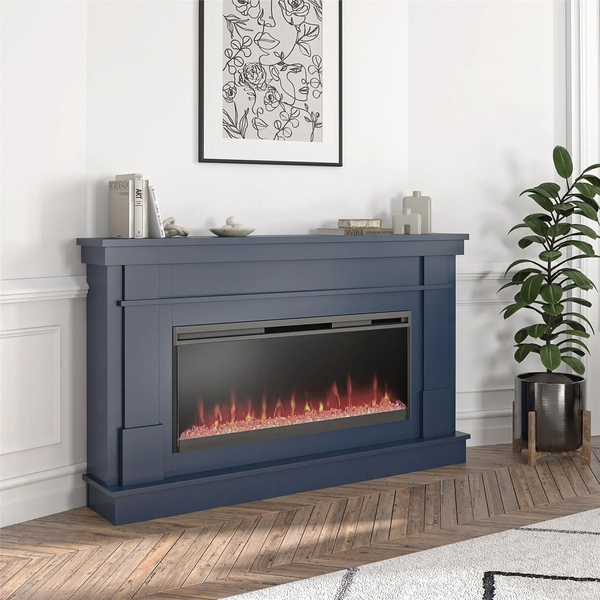 Novogratz Waverly Fireplace Mantel 64 Inch Wide Electric Fireplace with 42 Inch Insert Novogratz Waverly Fireplace Mantel 64 Inch Wide Electric Fireplace with 42 Inch Insert - Image 1