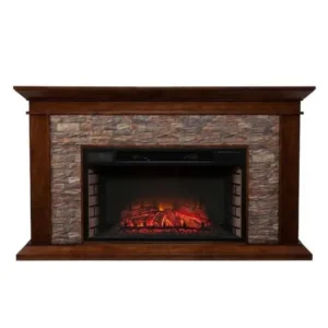 60 Inch Freestanding Stone Electric Fireplace Mantel