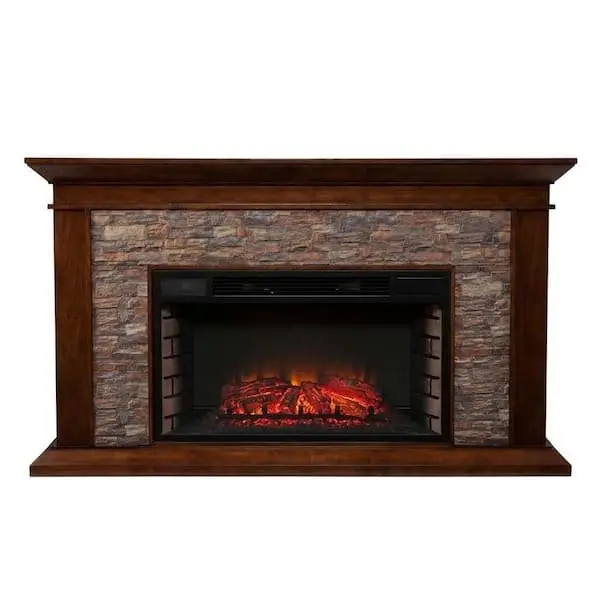 60 Inch Freestanding Stone Electric Fireplace Mantel 60 Inch Freestanding Stone Electric Fireplace Mantel - Image 1