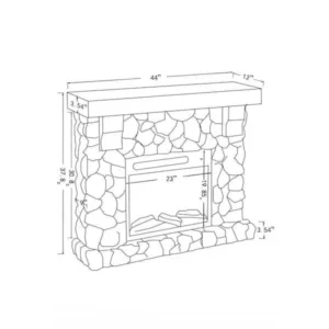 Festivo 44 Inch Fireplace Freestanding Electric Fireplace with Stone Look Mantel - Image 5