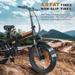 COLORWAY Orange Electric Bike 750W Motor, 48V 15Ah Fat Tire E-Bike - Image 5