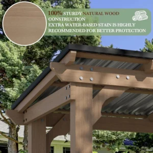 Cedar Wood Grill Gazebo with Steel Roof - Image 3