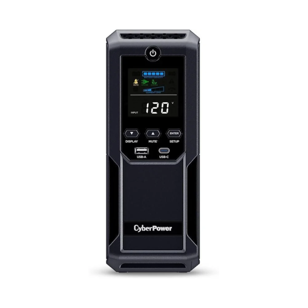 CP1500AVRLCD3 LCD UPS System 1500VA 900W with 12 Outlets, AVR, Color Display and USB-A & USB-C Ports