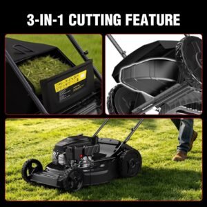 170cc Self Propelled Lawn Mower 22 Inch 3 in 1 Gas - Image 3