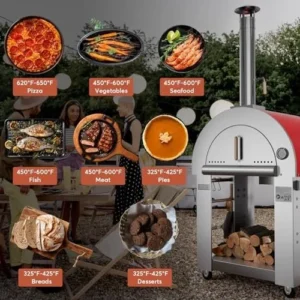 Empava Wood Fired Pizza Oven 38.6 Inch Outdoor Pizza Oven with Cart - Image 2