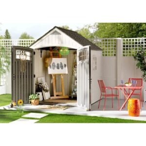 7 x 4 Plastic Storage Shed with Double Doors, Floor and Windows