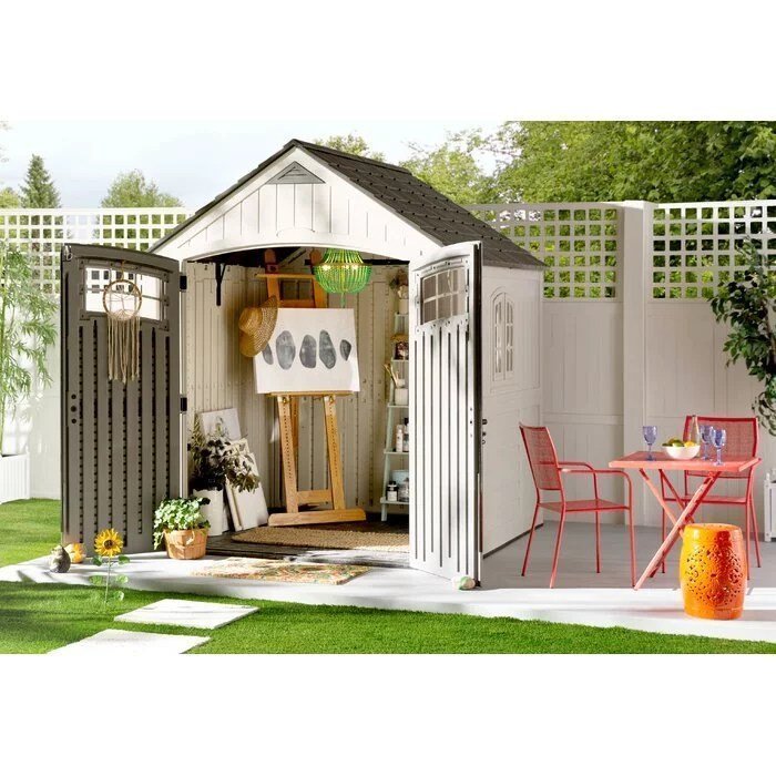 7 x 4 Plastic Storage Shed with Double Doors, Floor and Windows 7 x 4 Plastic Storage Shed with Double Doors, Floor and Windows - Image 1