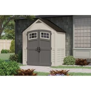 7 x 4 Plastic Storage Shed with Double Doors, Floor and Windows - Image 3