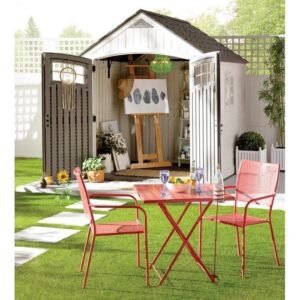 7 x 4 Plastic Storage Shed with Double Doors, Floor and Windows - Image 4