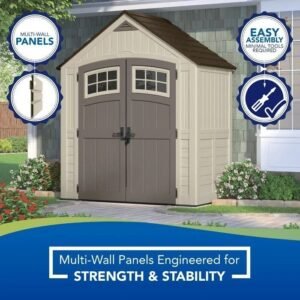 7 x 4 Plastic Storage Shed with Double Doors, Floor and Windows - Image 5