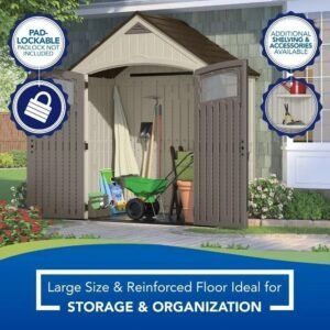 7 x 4 Plastic Storage Shed with Double Doors, Floor and Windows - Image 6