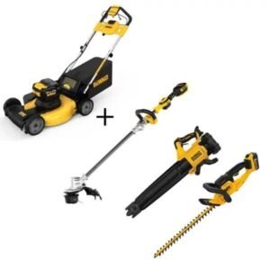 20V MAX Outdoor Power Kit 21.5 Inch Mower Trimmer and Leaf Blower