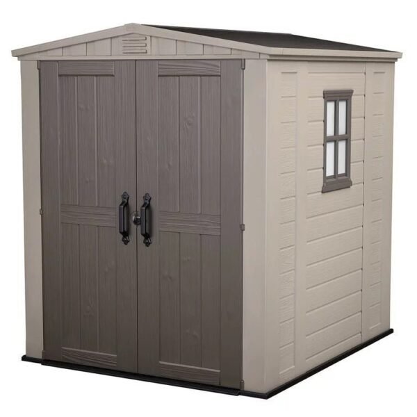 6 x 6 Resin Storage Shed with Double Doors, Floor and Shelves