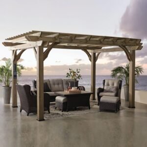 Somerville Cedar Outdoor Pergola 14 x 10 Ft with Integrated Power Access