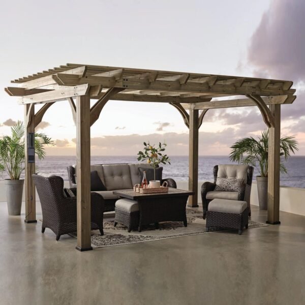 Somerville Cedar Outdoor Pergola 14 x 10 Ft with Integrated Power Access