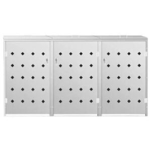 Triple Stainless Steel Trash Bin Shed for 63.4 Gal Bins - Image 2