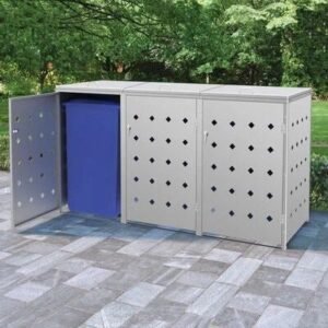 Triple Stainless Steel Trash Bin Shed for 63.4 Gal Bins - Image 4
