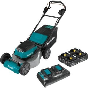 36V Cordless Self Propelled Lawn Mower 21 Inch with 4 Batteries