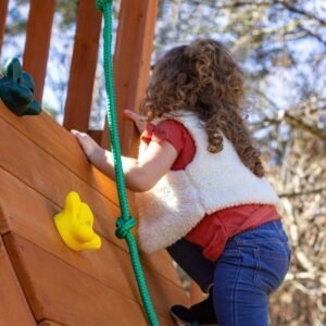 Cedar Outdoor Swing Set with Monkey Bars, Wave Slide and Three Swings - Image 3