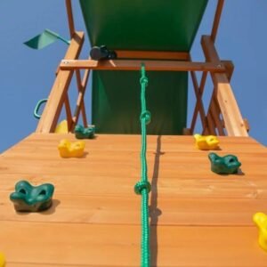 Cedar Outdoor Swing Set with Monkey Bars, Wave Slide and Three Swings - Image 5