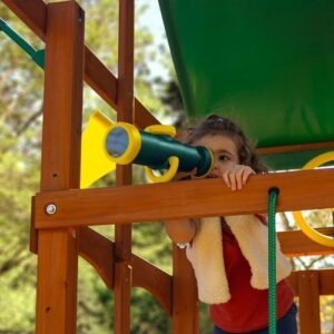 Cedar Outdoor Swing Set with Monkey Bars, Wave Slide and Three Swings - Image 8