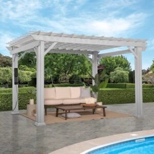 16 x 12 Steel Pergola with Power Outlets and USB Ports - Image 3