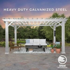 16 x 12 Steel Pergola with Power Outlets and USB Ports - Image 5