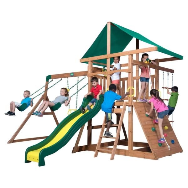 Wooden Outdoor Kids Swing and Play Set