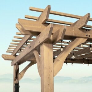 Fairhaven Rustic Wood Pergola 12 x 10 Ft Outdoor Structure with Power Access - Image 4