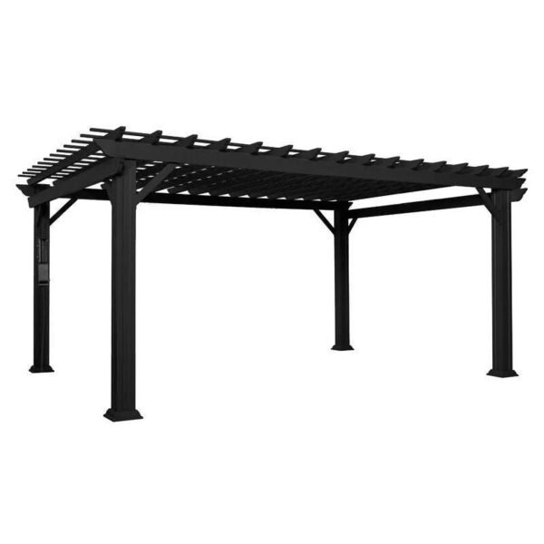Traditional Steel Outdoor Pergola 16 x 12 Ft Powder-Coated Galvanized Steel Frame