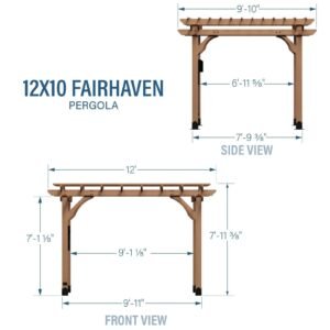 Fairhaven Rustic Wood Pergola 12 x 10 Ft Outdoor Structure with Power Access - Image 7