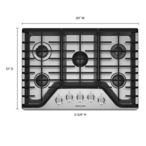 KitchenAid KCGS350ESS Gas Cooktop 30 Inch 5-Burner Stainless Steel - Image 2