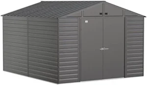 Arrow Select Steel Storage Shed 10 x 12 ft Lockable Charcoal Shed - Image 4