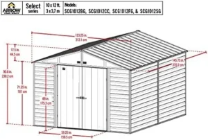 Arrow Select Steel Storage Shed 10 x 12 ft Lockable Charcoal Shed - Image 3