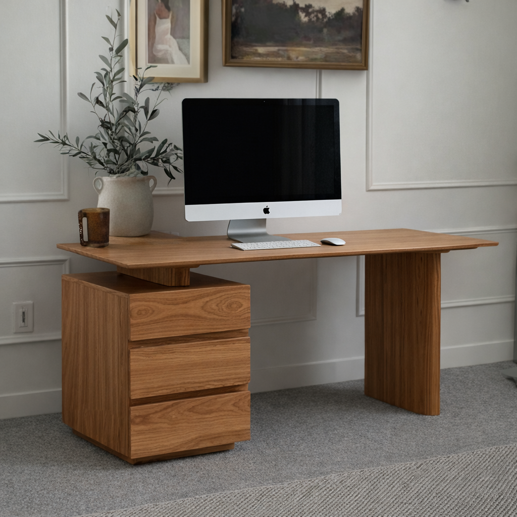 Wood Writing Desk Furniture Indoor Home Workspace for Study and Writing Wood Writing Desk Furniture Indoor Home Workspace for Study and Writing - Image 1