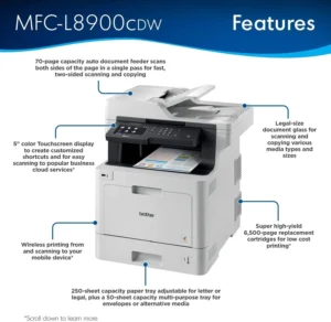 Brother MFC-L8900CDW Printer Wireless Color Laser All-in-One - Image 3
