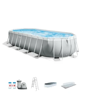 Intex Prism Frame Oval Pool 20ft x 10ft x 48in Above Ground Pool Set