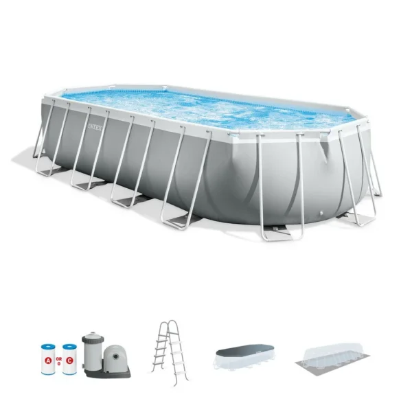 Intex Prism Frame Oval Pool 20ft x 10ft x 48in Above Ground Pool Set