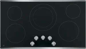 GE 36 Inch Electric Cooktop JP3036SLSS with 5 Radiant Elements - Image 5